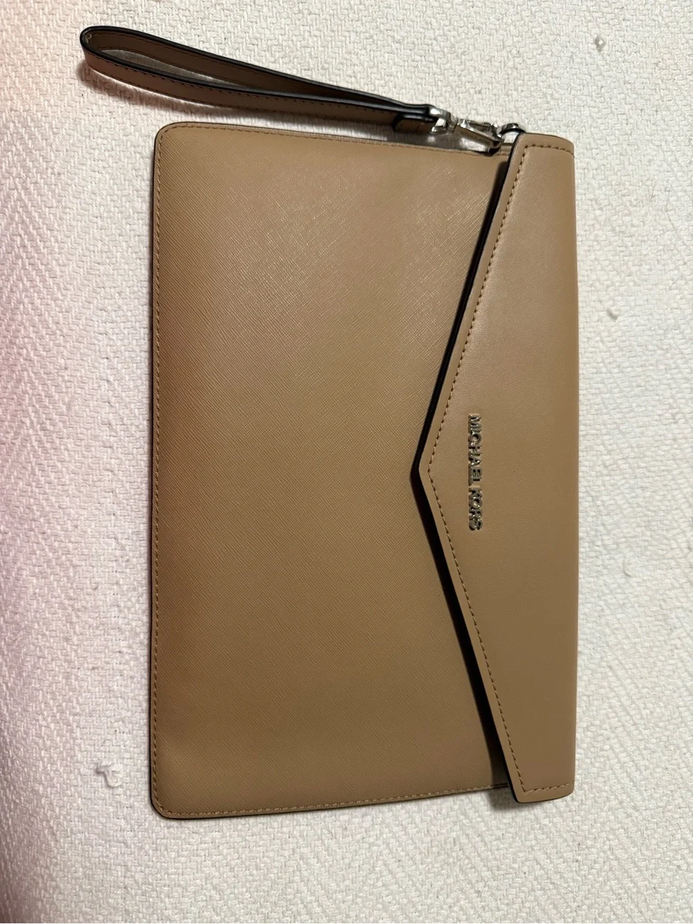 Michael Kors Beige/Tan Leather Wristlet Clutch